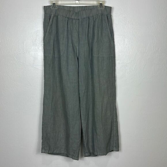 Sea Glass Lane Gray Linen Wide Leg Easy Long Pants Size M - Picture 4 of 12